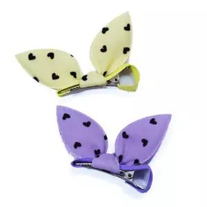 문펫 강아지헤어핀 애완헤어핀 하트 바니집게 (분홍.노랑.보라) (15개입) (1판)