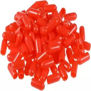 uxcell 100pcs 고무 엔드 캡 5mm ID 비닐 원형 튜브 볼트 커버 스레드 프로텍터 빨간색