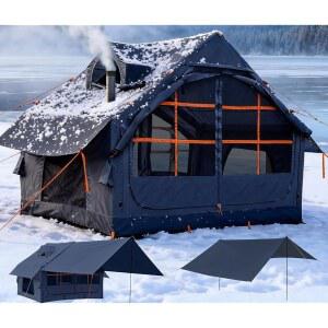 스토브 잭이 있는 캠핑용 풍선 텐트, 2/4/6/8인용 이지 셋업 사계절용 방수 캠핑 차양이 에어 하우스 글램핑 성인 텐트