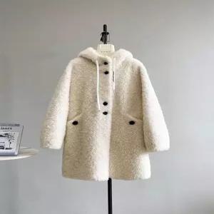 뽀글이 후드 여성 곰돌이  배색 루즈핏 포근한