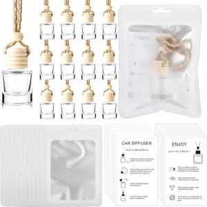 Boao 50 빈 자동차 에센셜 오일 향수 병 포장용 지침 카드와 4 x 6 재밀봉 가능한 홀로그램 백 포함 차량용