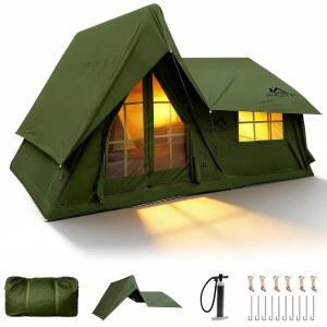 센레토 8-10인용 캠핑용 풍선 텐트, 스토브 잭이 있는 고급 텐트 하우스, 레인플라이가 방수 휴대용 캠핑