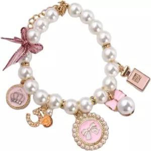 개 진주 목걸이 프린세스 보우 애완 귀여운 강아지 액세서리 고양이 주얼리 넥 스트랩 (M)