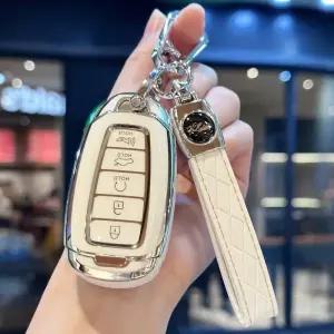 차키케이스 커버 현대 Palisade 2023 Elantra GT Santa Fe 5 버튼 차량용 키 체인 프리미엄 TPU Fob