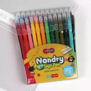 [문구] 논 드라이 사인펜 24색 미술싸인펜 어린이싸인펜 미술사인펜