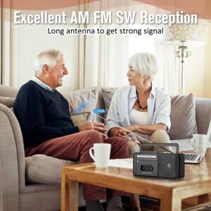 휴대용 빈티지 레트로 USB AM FM 오디오 붐박스 SW 블루투스 멀티밴드 플레이어 카세트 테이프 MP3 무선 스테레오 라디오