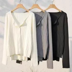 [하프클럽/셀러허브_여성트랜드패션]여자 봄 여름 간절기 크롭 골지 가디건