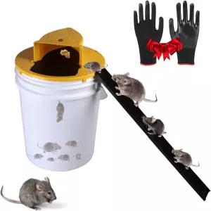 버킷 뚜껑 마우스 트랩 - 가정용 자동 리셋 멀티 캐치 재사용 가능한 5갤런 쥐 실내 야외 및 ABS 소재