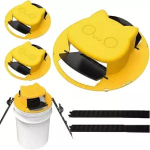 2팩 마우스 쥐덫 버킷 뚜껑 - 5갤런 버킷용 오토 플립 트랩 실내 및 실외 차고 헛간 농장 트랩용 재사용