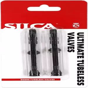 SILCA 궁극의 튜브리스 밸브 ？ 알루미늄 고유량 프레스타 스템 호환 가능한 자전거 50mm 2팩 삽입