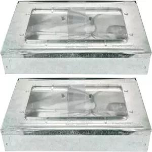 휴머니즘 마우스 트랩 2팩 - 감거나 재설정하지 않고 막힘 없음 투명 창 뷰 은색 무살상 실내 전문 해충