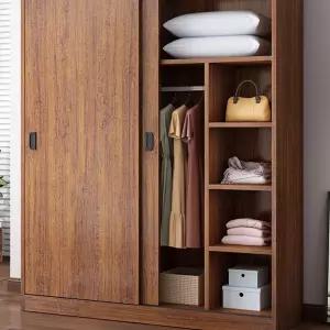 미닫이옷장 슬라이딩옷장 월넛 문 60cm Y 3문 슬라이드 미닫이 길이 옷걸이