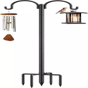 Relx 버드 피더 폴 - 5개의 프롱 베이스가 있는 피더용 조절 가능한 더블 셰퍼드 후크 야외용 76인치 헤비