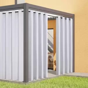 파티오 방수를 위한 플라이펀 야외 커튼 - 내후성 현관 및 가제보 그로밋 상단 탭 하단 2 패널 52인치 W x
