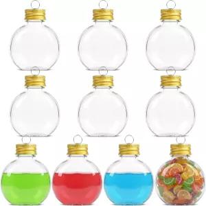 OBACAT 크리스마스 음료 볼 10개 금 뚜껑이 있는 충전식 장식품 - 트리 걸이 주스 펜던트 파티 장식용 물병