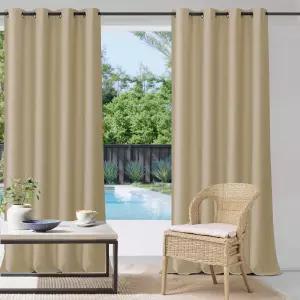 StangH 야외 커튼 베이지 방수 - 두꺼운 패브릭 빛 차단 블랙아웃 파티오 커튼과 그롬멧 탑 단열