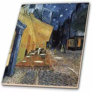 3dRose LLC ct_149687_1 세라믹 타일 4인치 밤의 카페 테라스 by 빈센트 반 고흐