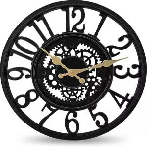 WrtmyR 실외 벽시계 방수 12인치 무음 무찰음 배터리 파티오 수영장 정원 울타리 현관 라나이 농가 장식용