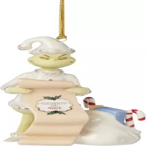 레녹스 장식품 그린치 리스트 금색 액센트가 있는 도자기 소재 걸이용 금줄 홀리데이 크리스마스 트리 포함