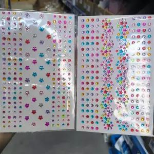 댄스복 방송 아이돌 무대 의상 발표회 1pc 3D 스타/꽃 얼굴 다이아몬드 스티커 블링 라인 석 자체 접착 가