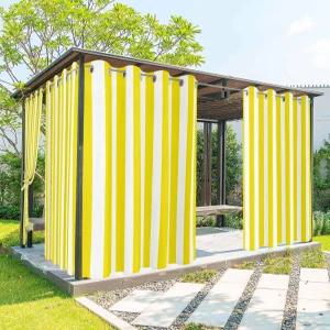 파티오 방수용 스트라이프 야외 커튼 노란색 및 흰색 햇빛 차단 프라이버시 그로밋 외부 가제보 현관