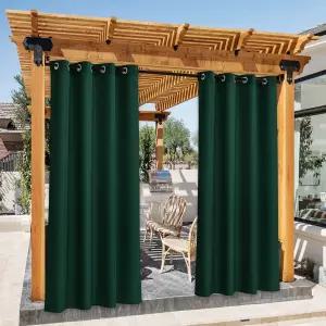 NICETOWN 2 패널 파티오 야외 커튼 95인치 길이 홈 패션 실버 스테인리스 스틸 그로밋 테라스용 실내