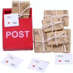 토이비안 1 12 스케일 미니 우편함 장난감 인형의 집 나무 우체통 미니어처 신문 장식품 봉투 모델 가구