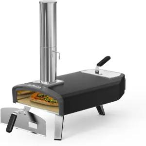 미미오 야외 피자 오븐 12인치 우드 불 사각형 스톤 뒷마당 캠핑 피크닉용 휴대용 스토브