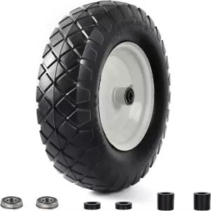 AR-PRO 4.80/4.00-8 플랫 프리 타이어 및 휠 5/8인치 3/4인치 베어링 포함 16인치 솔리드 3인치？8.2인치