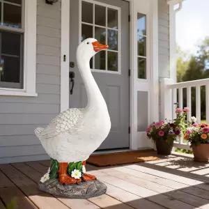 현관 거위상 대형 정원 조각을 위한 거위 장식 19인치 마당 파티오 및 잔디를 실내 또는 실외 피규어