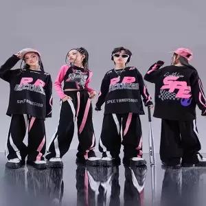 댄스복 방송 아이돌 무대 의상 발표회 2025 여자아이 재즈 모던 댄스 루즈핏 탑 오버올 슈트 남자아이 힙합