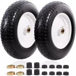 MZREXN 14.5인치 휠바로우 타이어 플랫 프리 3.00/3.25/3.50/4.00-8인치 솔리드 및 3-7인치 센터 허브