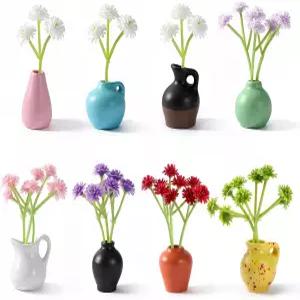 인조 꽃이 있는 냉장고용 귀여운 냉장고 자석 미니 꽃병 작은 세라믹 주방 사무실 사물함 화이트보드용