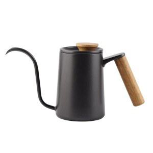 커피 주전자 600ml - 스테인리스 스틸 길고 좁은 손잡이, 포트(블랙) 스파우트 구스넥 드립