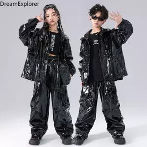 댄스복 방송 아이돌 무대 의상 발표회 용 K-팝 패션 가죽 자켓 재킷 스트리트 댄스 카고 팬츠 힙합 스트리