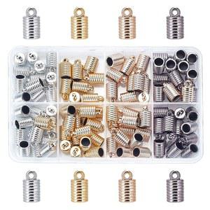 PH 팬더홀 코드 엔드 캡, 96개 4가지 색상 플라스틱 캡 가죽 팁 UV 도금 ABS 크림프 6mm 태슬 팔찌 귀걸이