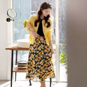 [시크라인] 케니투 플라워패턴 플레어 스커트