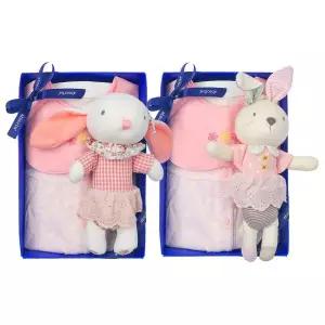 갤러리아 (압소바출산,백일옷)크롱바디슈트(턱받이)+토끼딸랑이세트(A13-1062