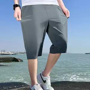 남성 여름 스포츠 반바지 밴딩 트레이닝 팬츠 통풍 속건 조깅 헬스 운동복 칠부