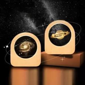 [Deco] 3D 원목 네잎클로버 각인 수정구 무드등 고래 달 태양계 조명 led 태양계 조명 수정구 달 무드등