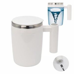 다시과 충전식 셀프 교반 머그컵 - 사무실/주방/여행/홈 커피/차/핫 초콜릿/우유-430ml/14 5온스 화이트 용 마그네틱 전기 자동 혼합 스테인리스 스틸