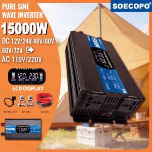 7000W-30000W 순수 정현파 인버터 DC 12V 24V 48V 60V 72V를 AC 220V 50Hz로 변환하는 전력 변환기, 가정용 태양광 자동차용 스마트 LCD 디스플레이 탑재