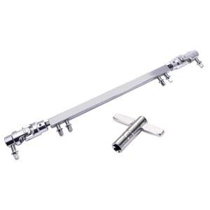 T자형 튜닝 키(실버)가 장착된 드럼 키트 킥 페달 구동 암 TUORE 타악기 연결 샤프트 부품용 더블 커넥터 스틸 베이스