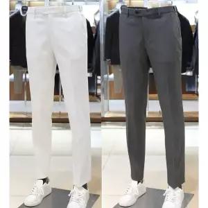 [바쏘](의정부점)25 SS 수입원사 구김제로 사방스판 헤링본패턴 슬랙스 2종 [ 크림베이지,차콜그레이 ]