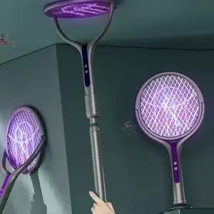 실내 해충 퇴치 전기 충전 긴 손잡이 회전 헤드 벌레 잡는 도구 거치대 포함