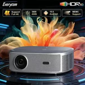에브리컴 HQ11W 프로젝터 3600 ASIN 안드로이드 15 풀 HD 1080P 4K HDR10 15dB 초저소음 홈 시어터 빔