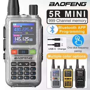 바오펑 UV 5R 미니 무전기 블루투스 무선 주파수 복사 장거리 듀얼 PTT UHF VHF AM 타입-C 충전 햄 2웨이
