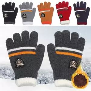 장갑 겨울 풀 핑거 니트 소프트 6-12세 남아 여아 두꺼운 보온 가을