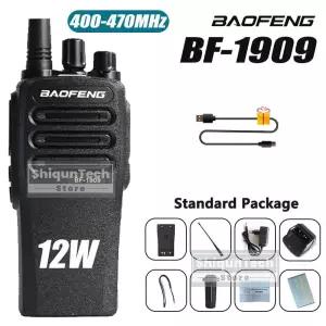 바오펑 BF-1909 무전기 12W BF 1909 양방향 라디오 휴대용 고출력 장거리 UHF 타입-C 충전 송신기 사냥용