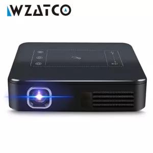 WZATCO D13 안드로이드 미니 포켓 프로젝터 4K 스마트 피코 DLP 휴대용 LED 와이파이 내장 배터리 홈